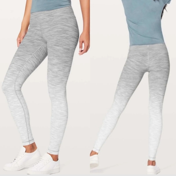 LULULEMON Wunder Under Hi-Rise Leggings UK 14 US 10 Grey Ombre Melange Yoga Gym - Picture 2 of 8